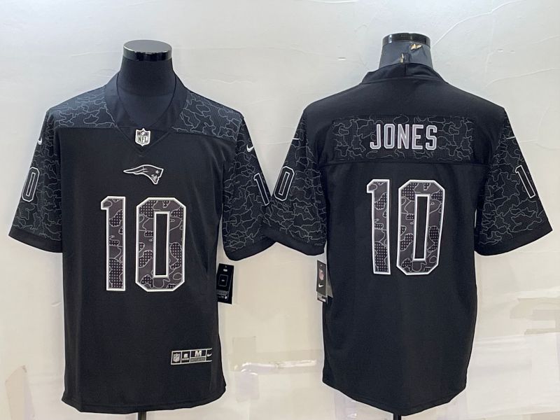 Men New England Patriots 10 Jones Nike Black RFLCTV Limited NFL Jersey